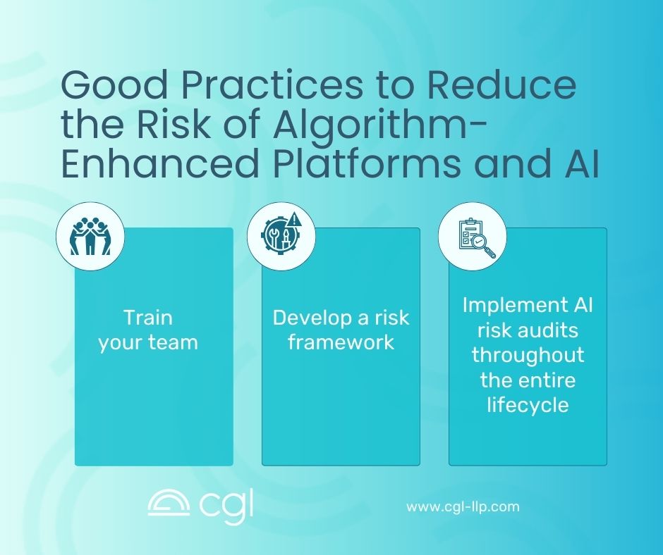 Infographic showing good practices to reduce the risk of algorithmic bias
